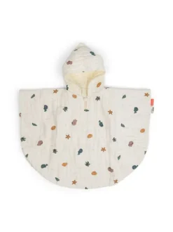 Done By Deer - luomupuuvillainen poncho pyyhe lapselle - Sea friends Beige