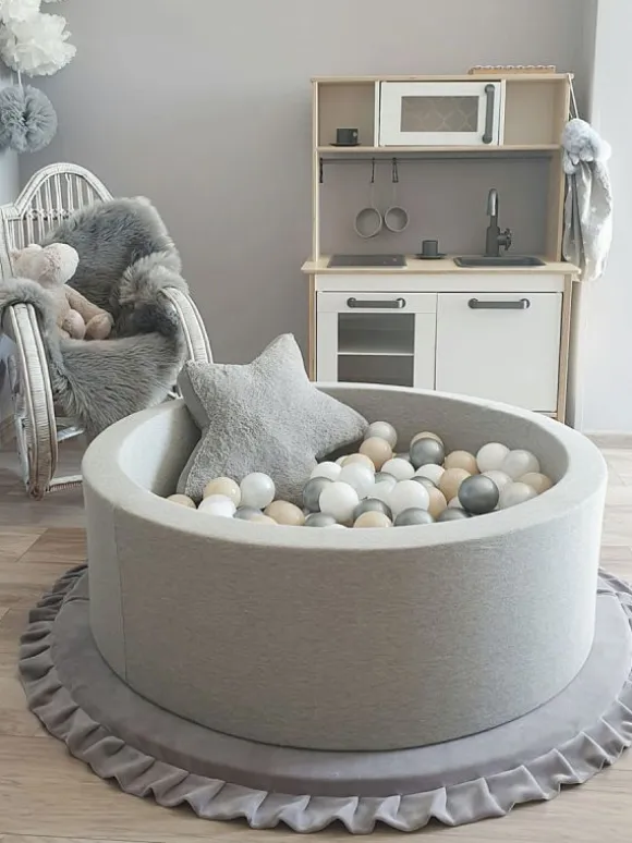 Pehmeä pallomeri + pallot (valitse värit), light grey