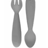 Silikoniset MINI ensilusikka ja haarukka, grey | EZPZ